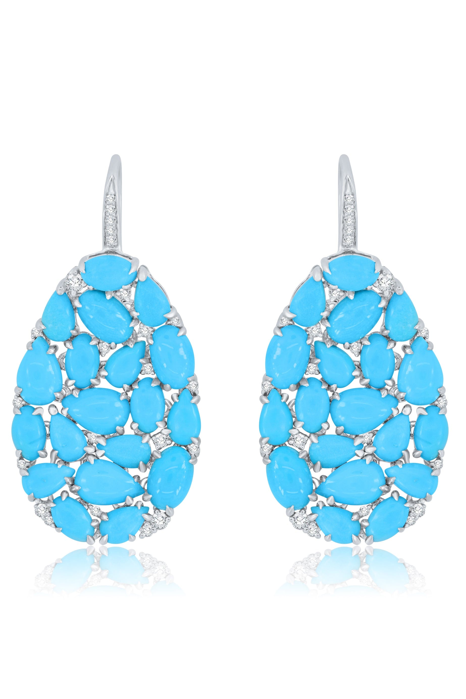 SUTRA-Turquoise Mosaic Earrings-WHITE GOLD