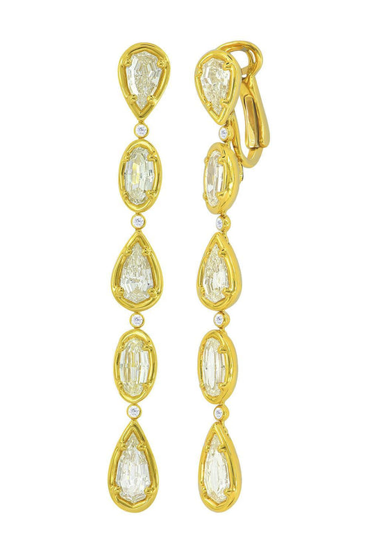 Diamond Five Drop Earrings-YELLOW GOLD-JEWELRYFINE JEWELEARRING-SUTRA