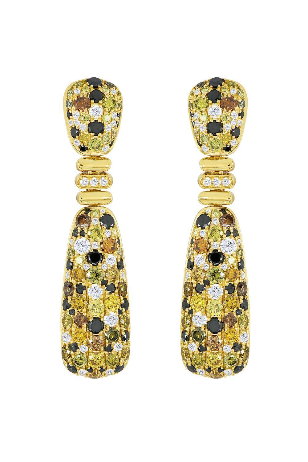 Diamond Mixed Pillar Earrings-YELLOW GOLD-JEWELRYFINE JEWELEARRING-SUTRA