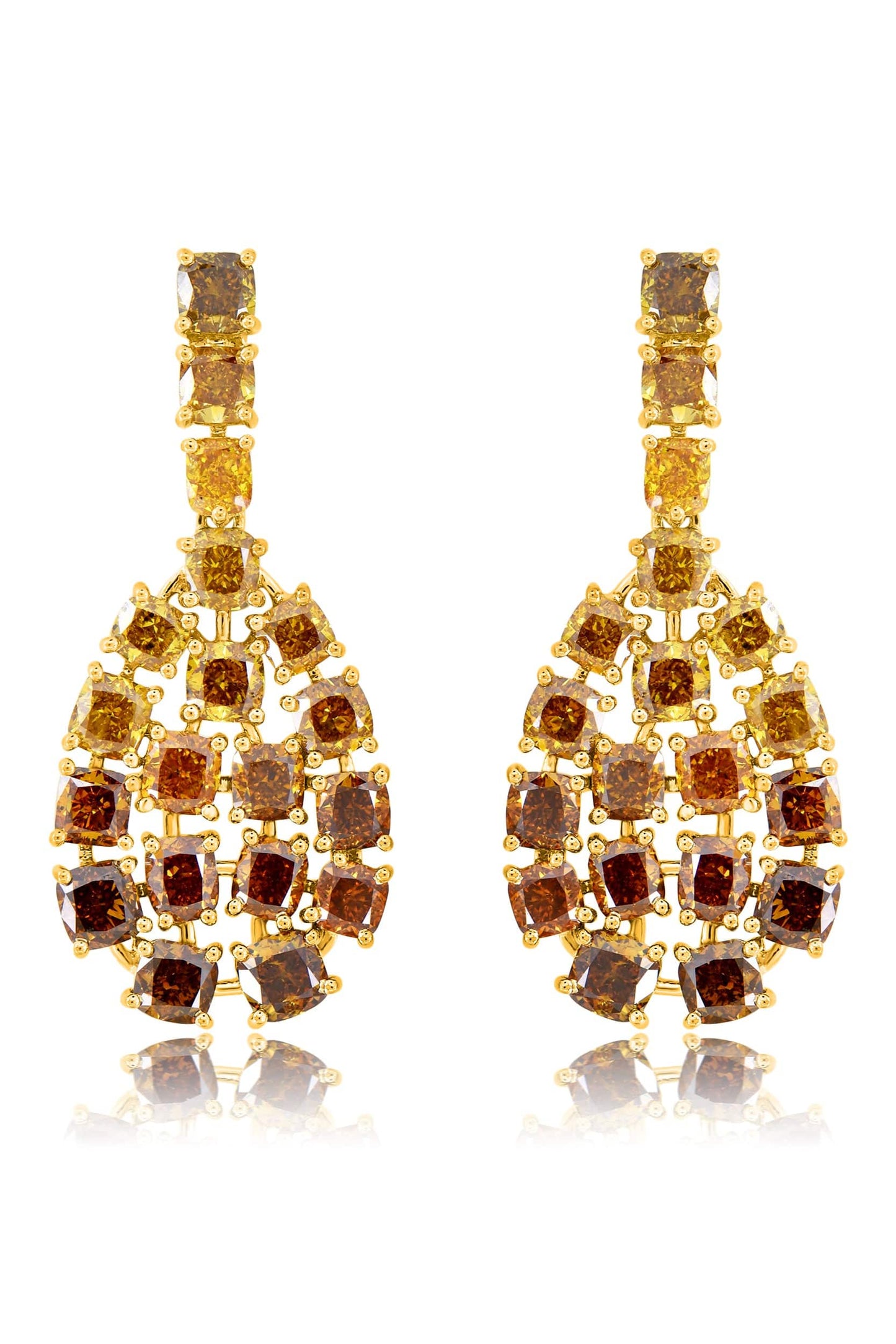 SUTRA-Diamond Ombre Drop Earrings-YELLOW GOLD