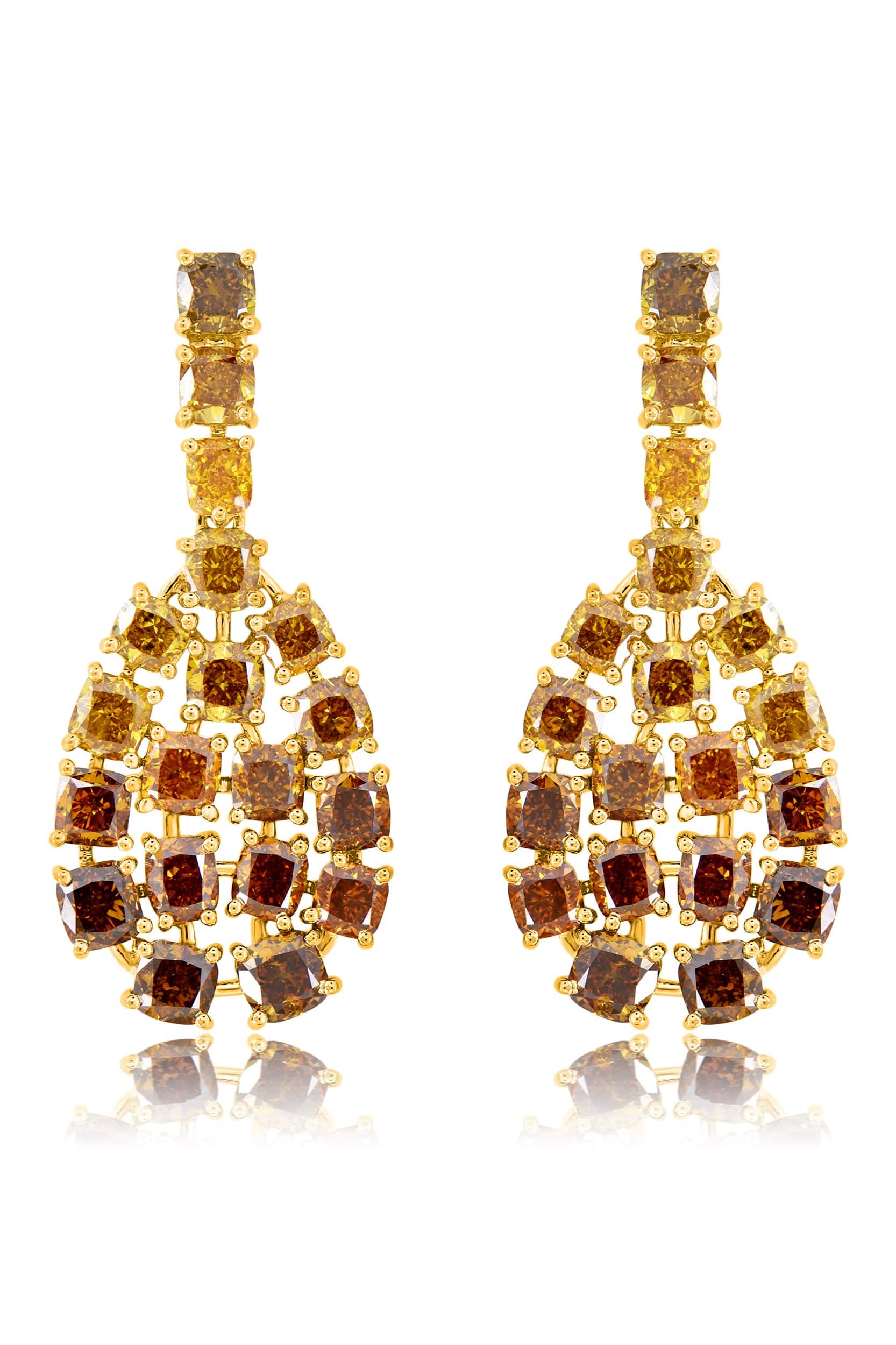 SUTRA-Diamond Ombre Drop Earrings-YELLOW GOLD