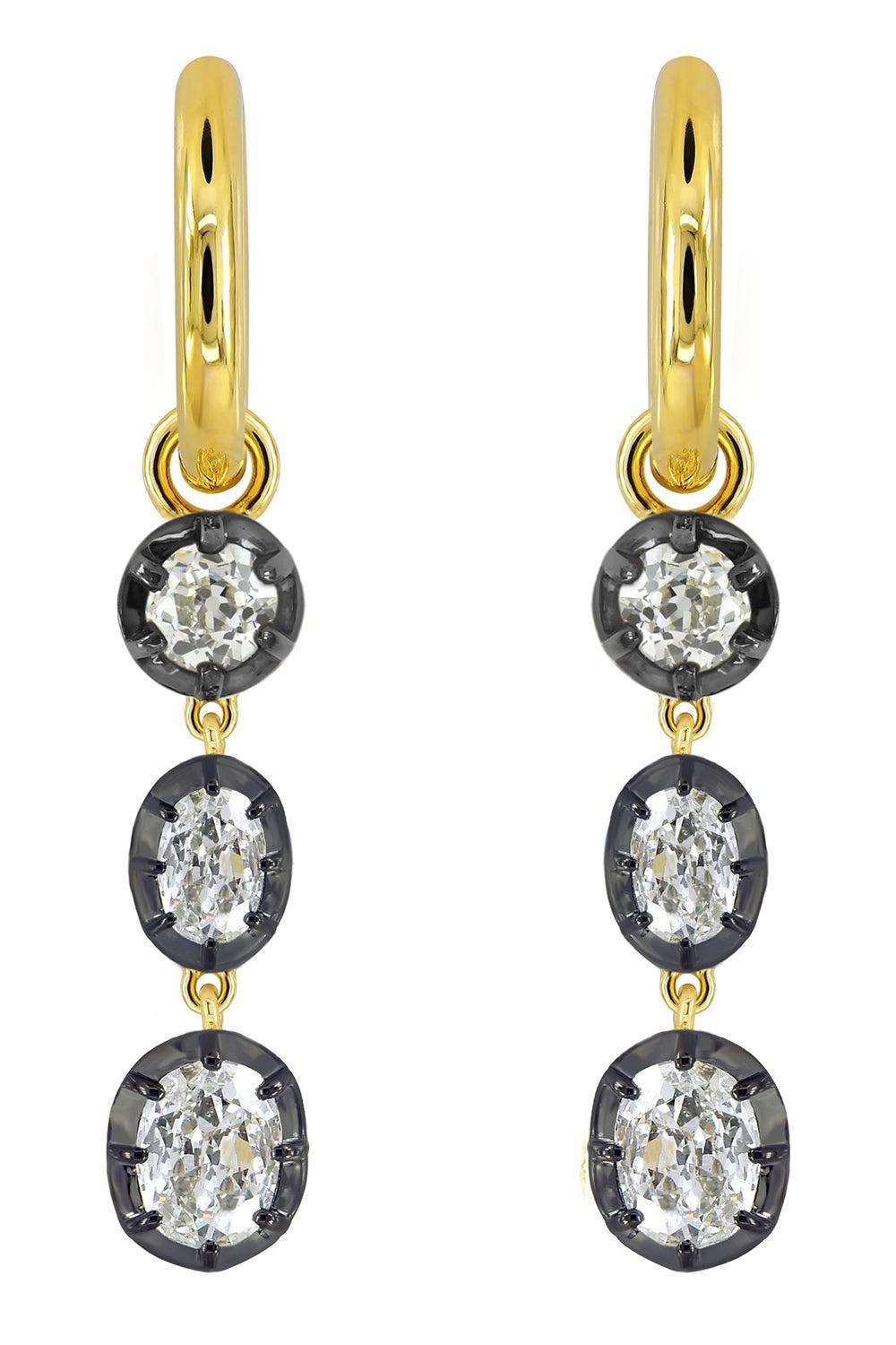 Diamond Three Drop Earrings-YELLOW GOLD-JEWELRYFINE JEWELEARRING-SUTRA