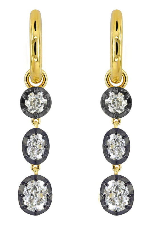 Diamond Three Drop Earrings-YELLOW GOLD-JEWELRYFINE JEWELEARRING-SUTRA