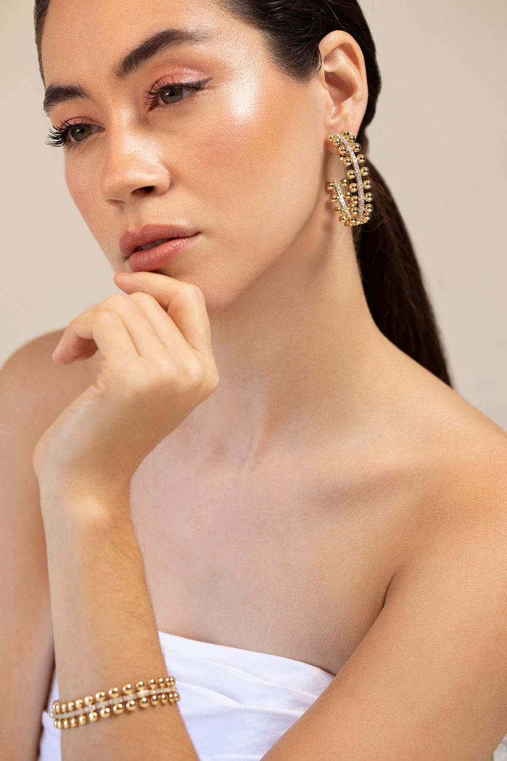SUTRA-Large Diamond Earrings-YELLOW GOLD