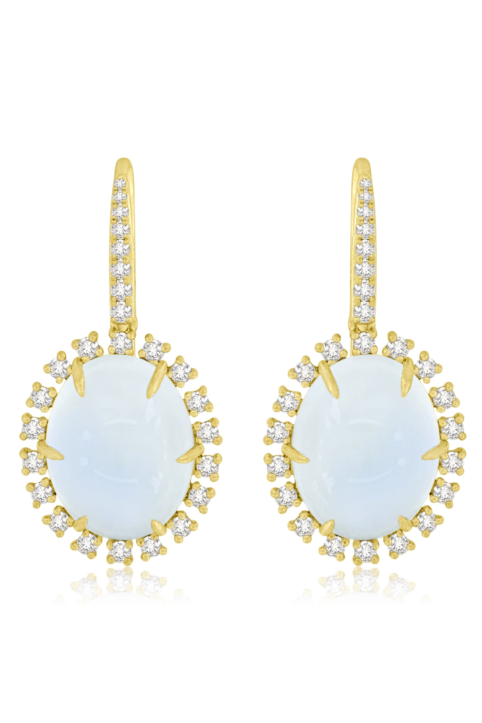SUTRA-Moonstone and Diamond Earrings-YELLOW GOLD