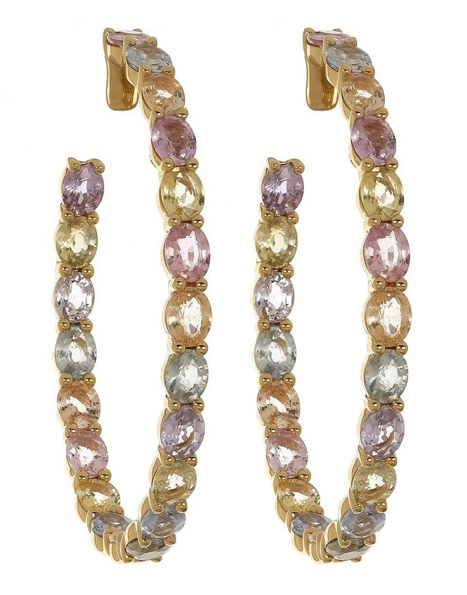 SUTRA-Multi Sapphire Hoop Earrings-YELLOW GOLD