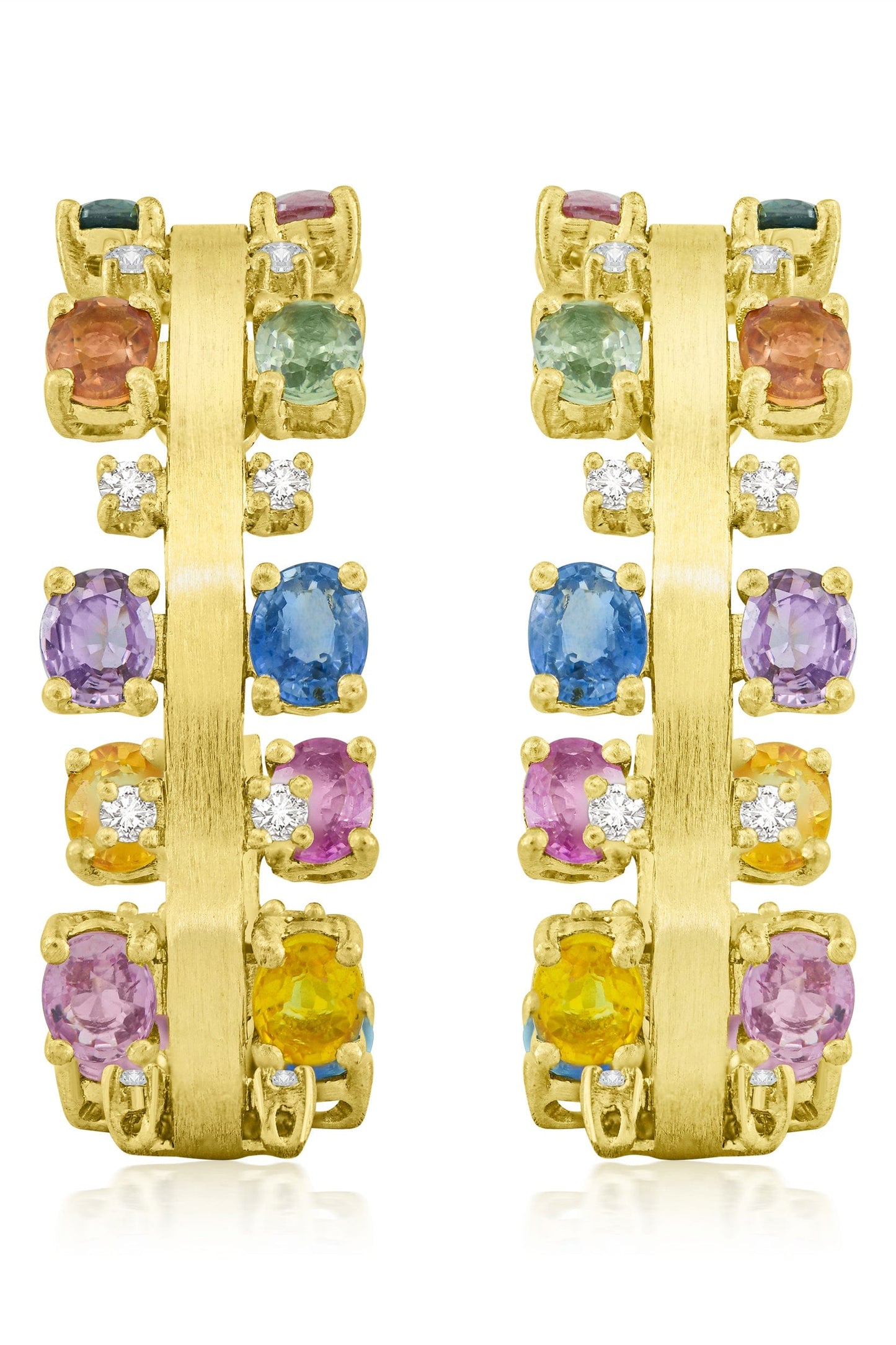 SUTRA-Multi Sapphire Hoops-YELLOW GOLD