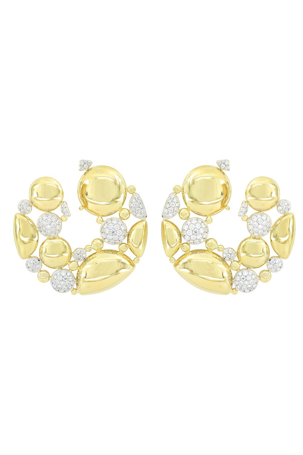 SUTRA-Open Hoop Diamond Earrings-YELLOW GOLD