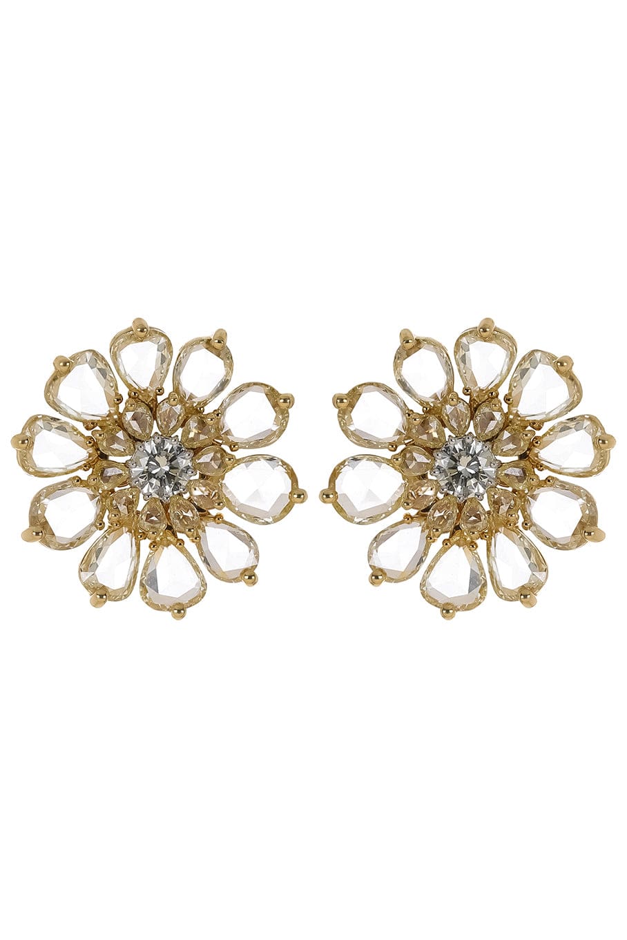 SUTRA-Rose Cut Diamond Earrings-YELLOW GOLD