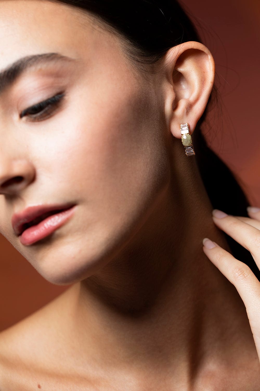 SUTRA-Rough Diamond Baguette Earrings-YELLOW GOLD
