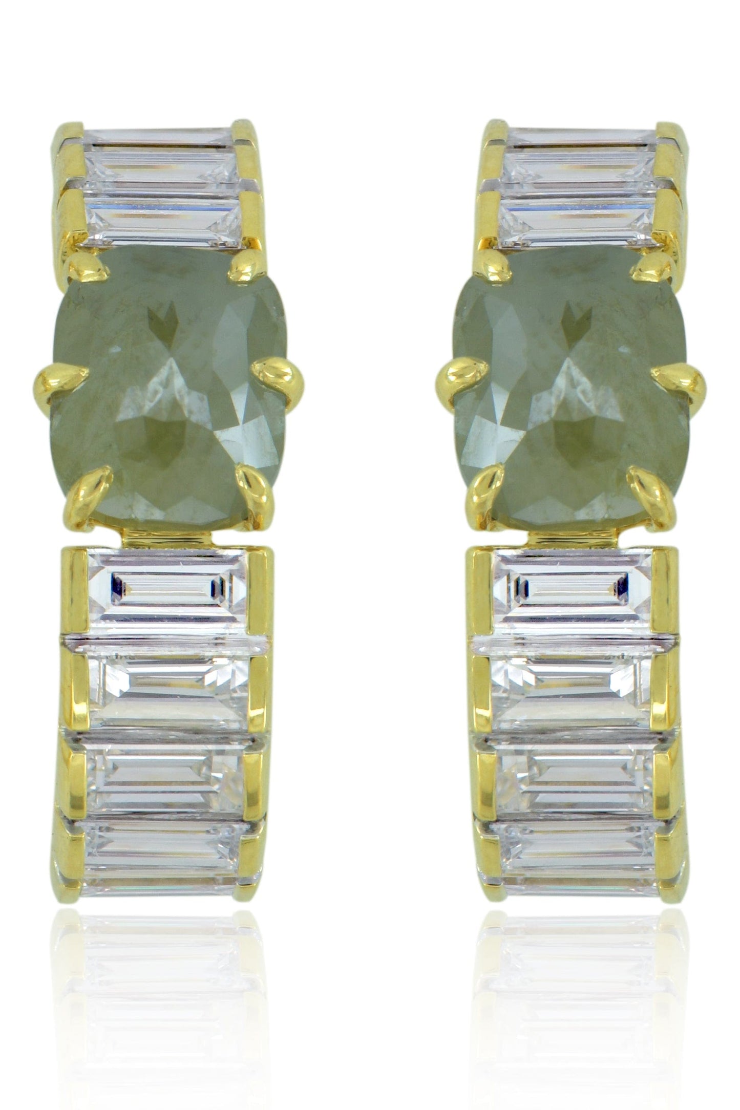 SUTRA-Rough Diamond Baguette Earrings-YELLOW GOLD