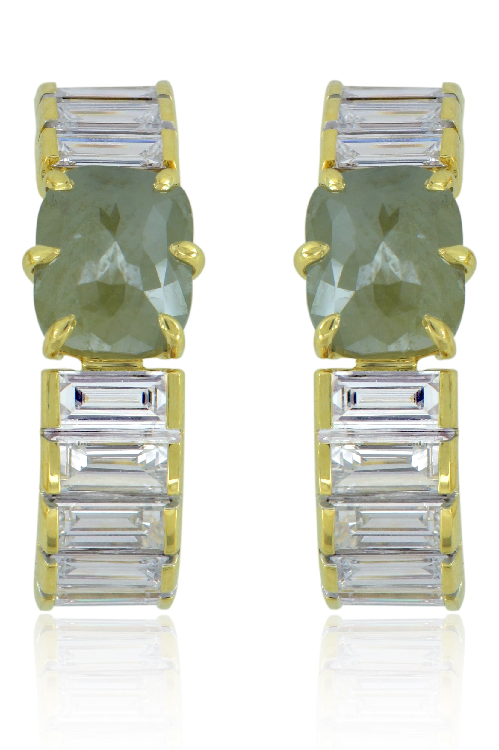 SUTRA-Rough Diamond Baguette Earrings-YELLOW GOLD