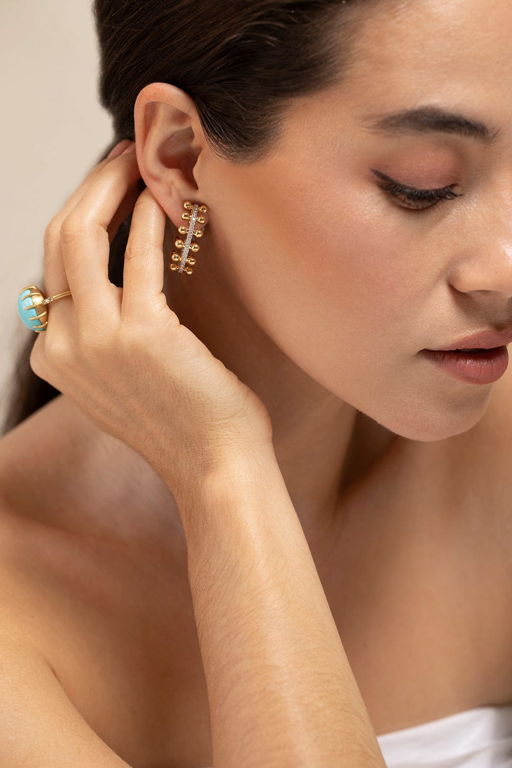 SUTRA-Small Diamond Earrings-YELLOW GOLD