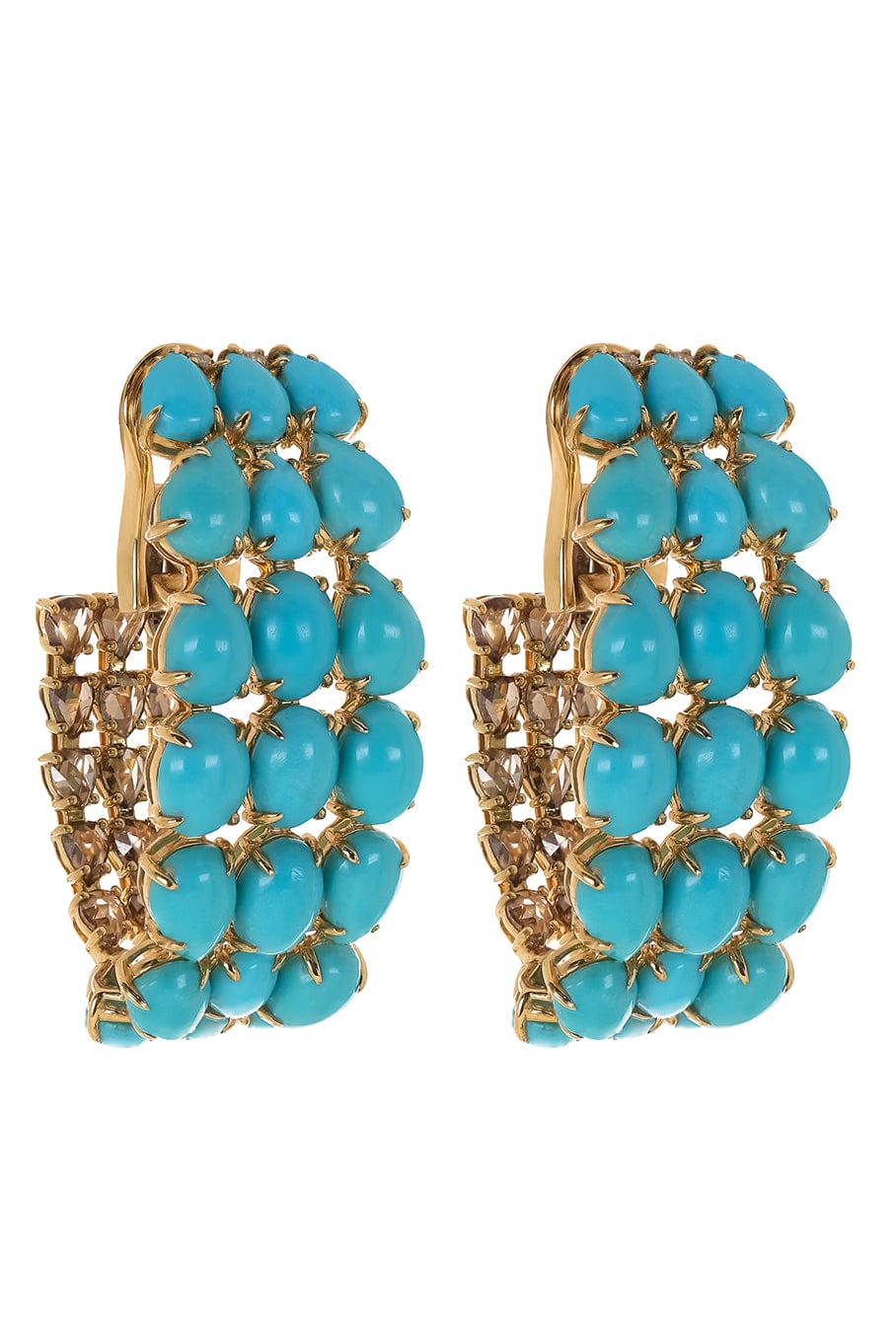 SUTRA-Turquoise Diamond Earrings-YELLOW GOLD