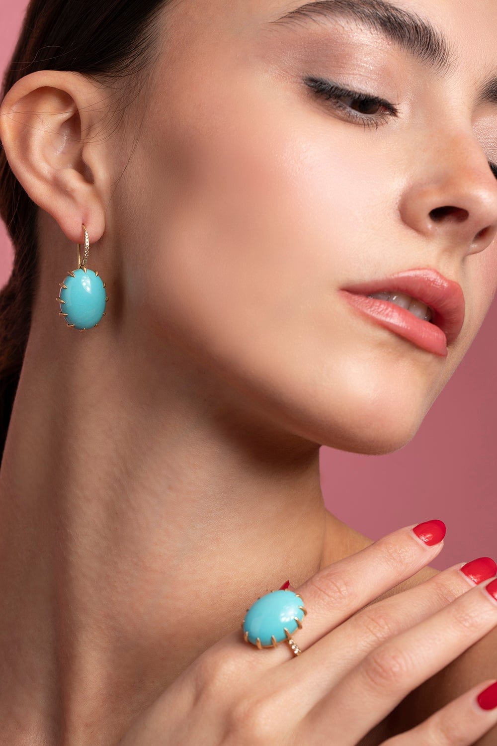 SUTRA-Turquoise Resort Earrings-YELLOW GOLD