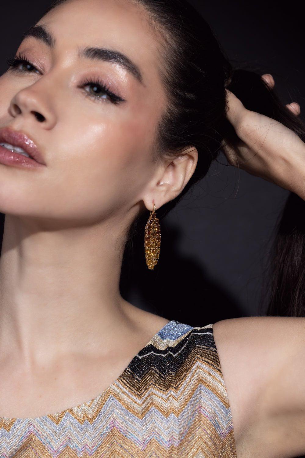 SUTRA-Yellow Diamond Long Earrings-YELLOW GOLD