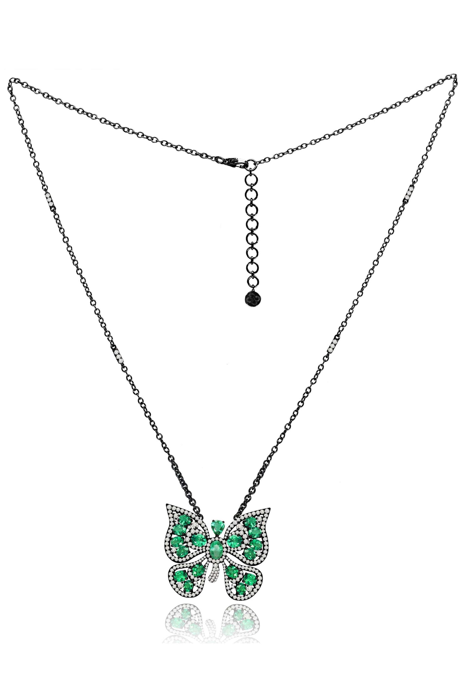 SUTRA-Emerald Butterfly Necklace-BLACK GOLD
