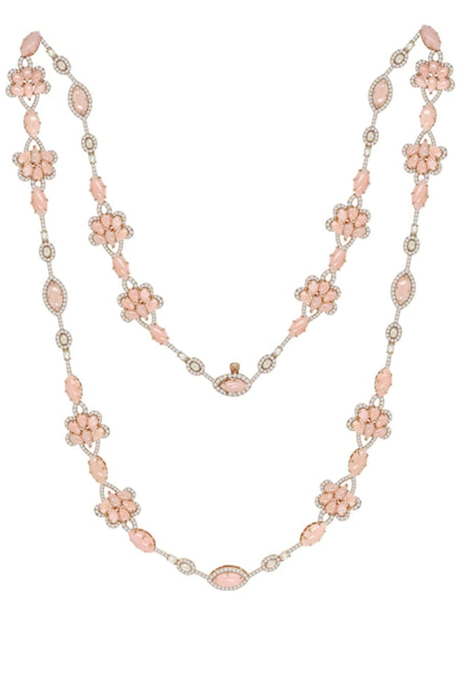 SUTRA-Angel Skin Coral and Diamond Wrap Necklace-ROSE GOLD