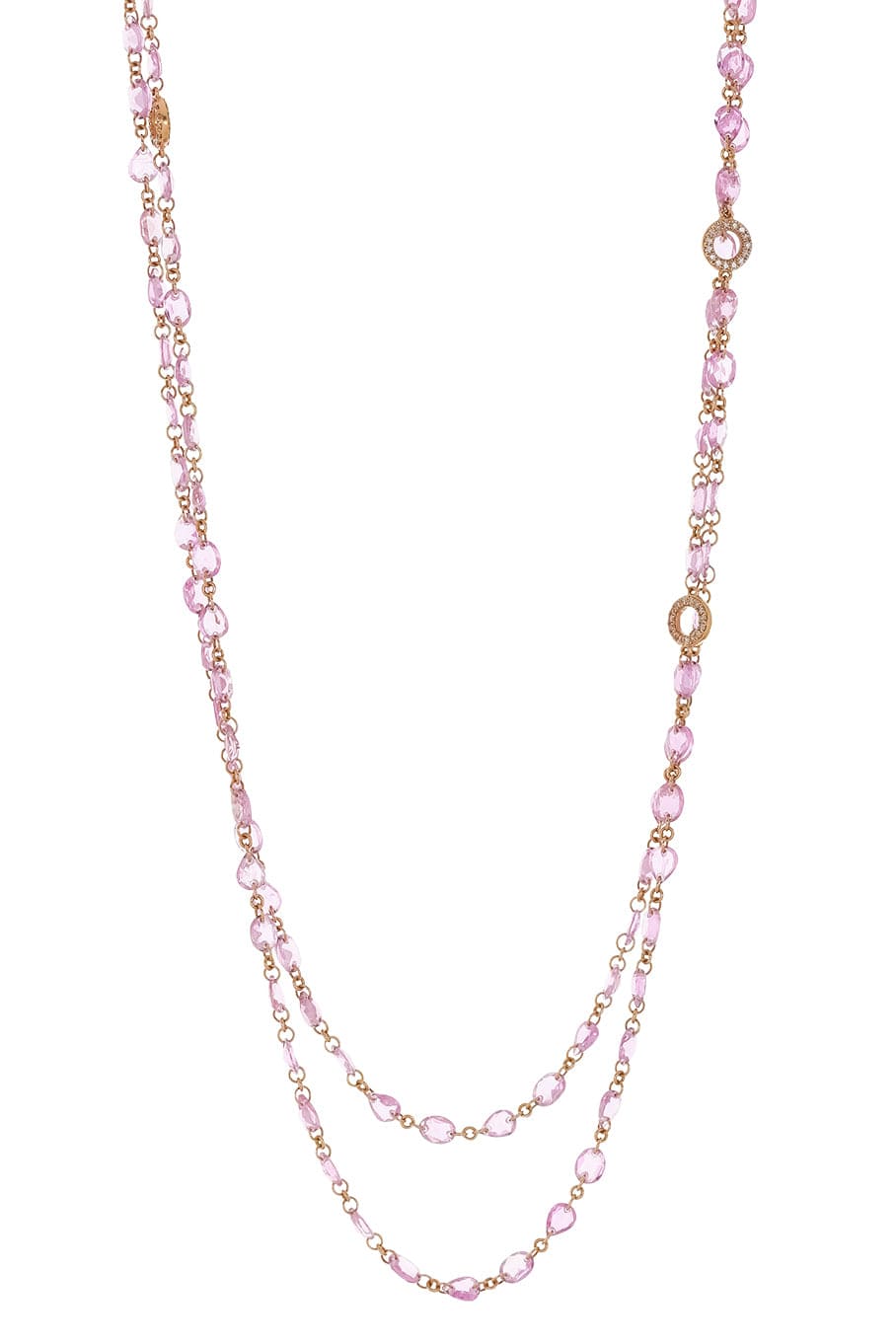 SUTRA-Pink Sapphire Beaded Necklace-ROSE GOLD