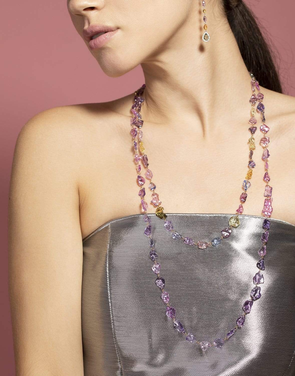 SUTRA-Purple Sapphire Necklace-ROSE GOLD