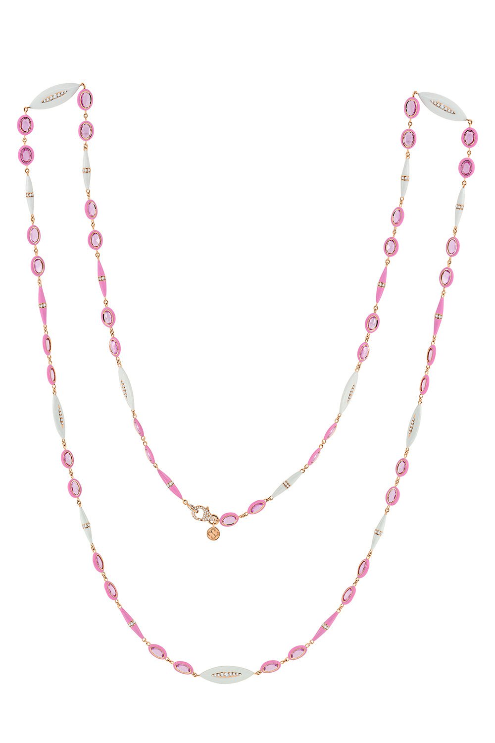 SUTRA-Pink Sapphire Ceramic Necklace-ROSE GOLD