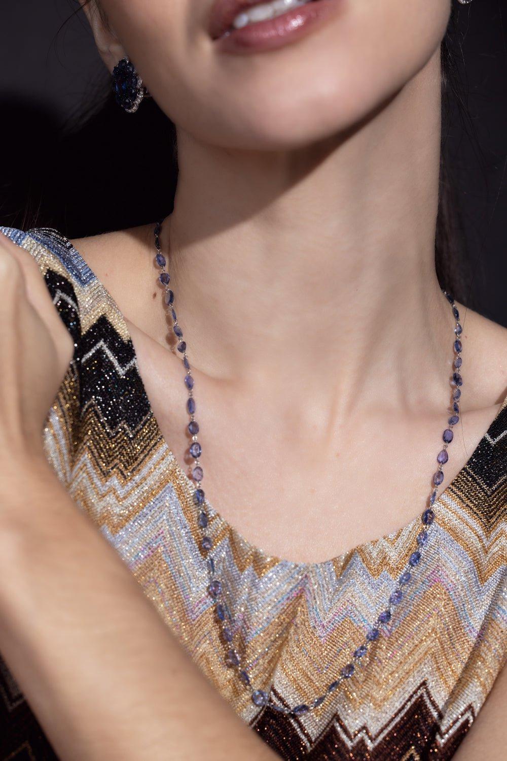 SUTRA-Blue Sapphire Necklace-WHITE GOLD