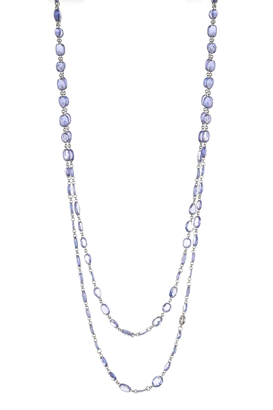 SUTRA-Blue Sapphire Strand Necklace-WHITE GOLD