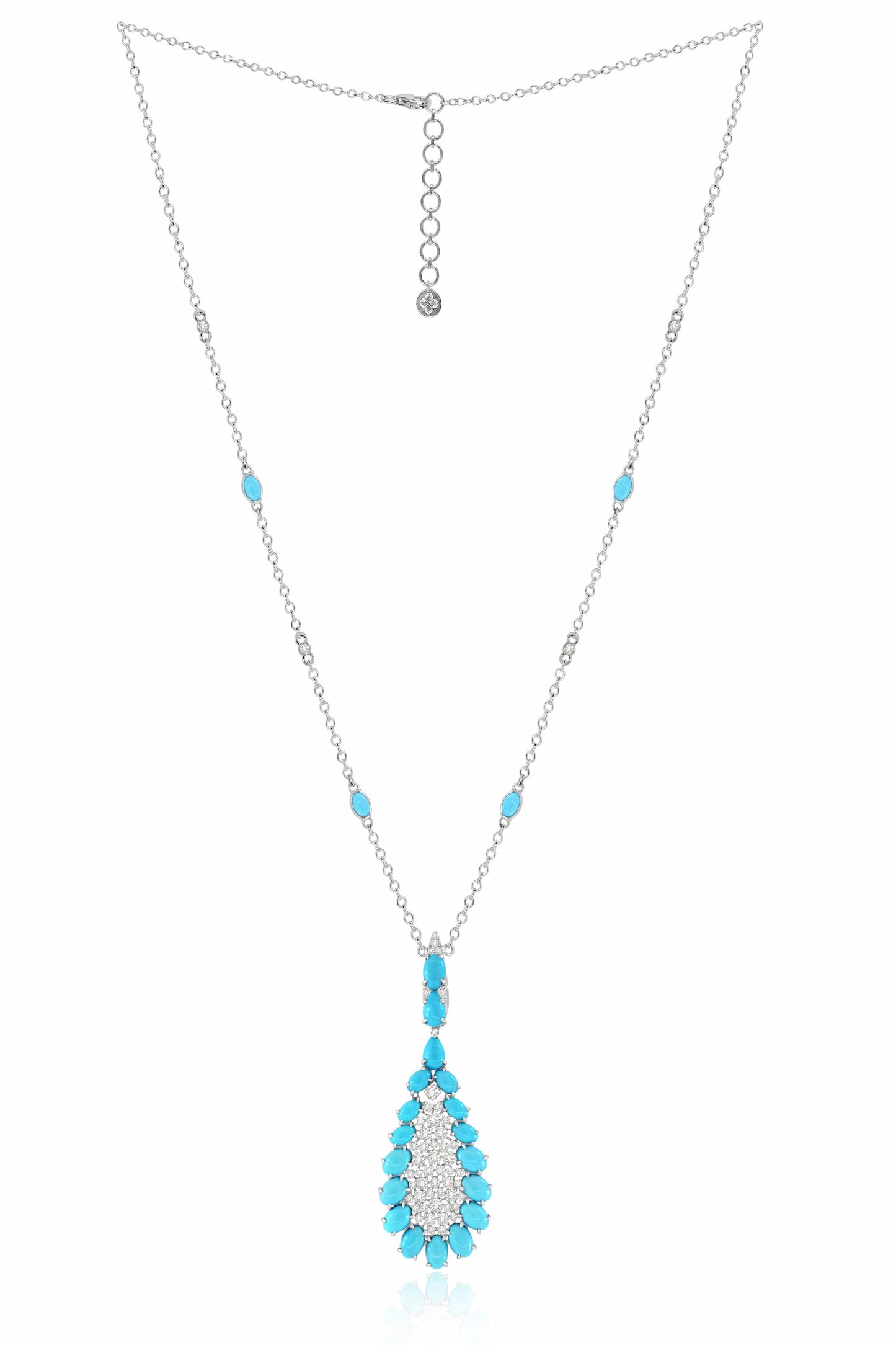 SUTRA-Turquoise Pendant Necklace-WHITE GOLD