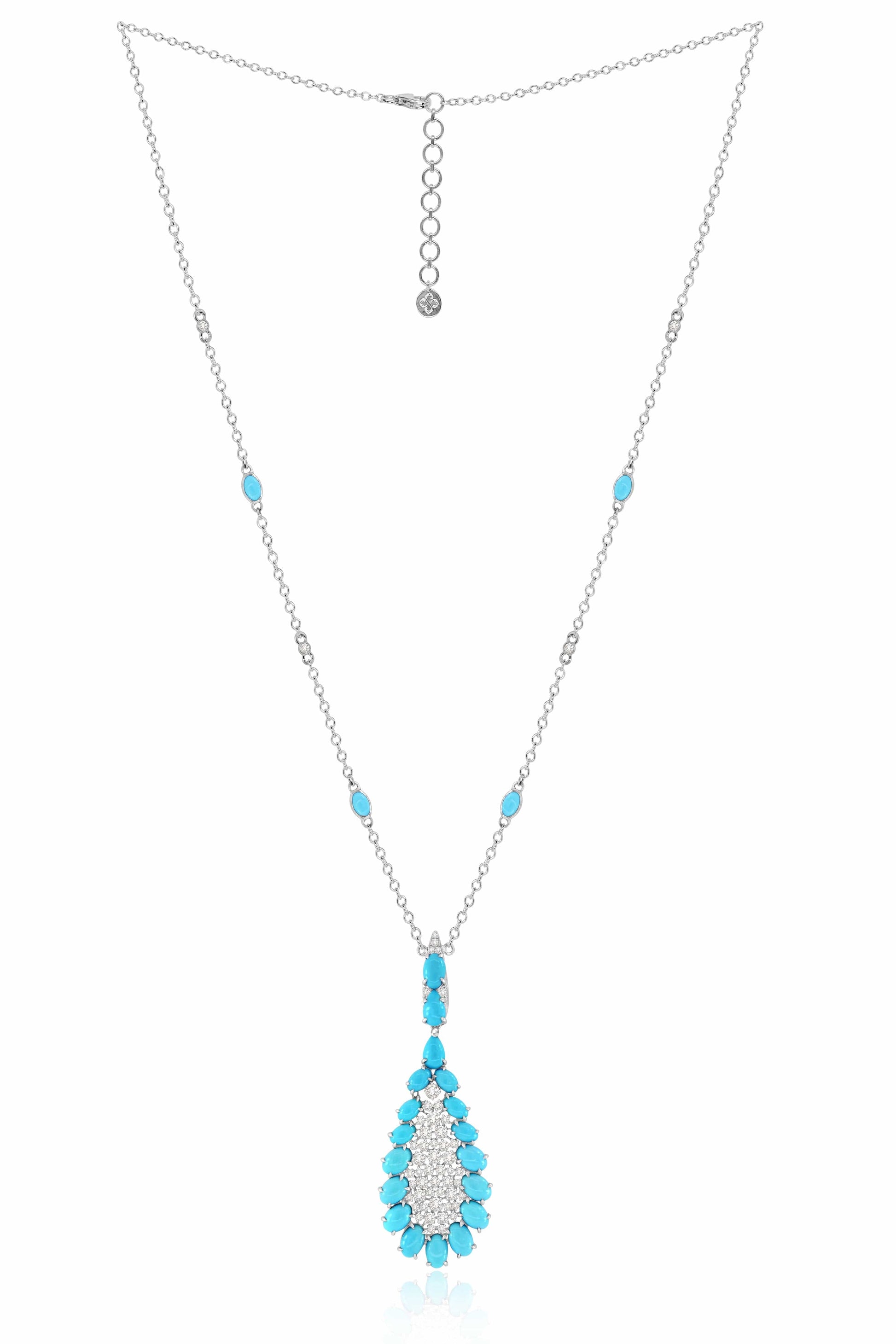 SUTRA-Turquoise Pendant Necklace-WHITE GOLD
