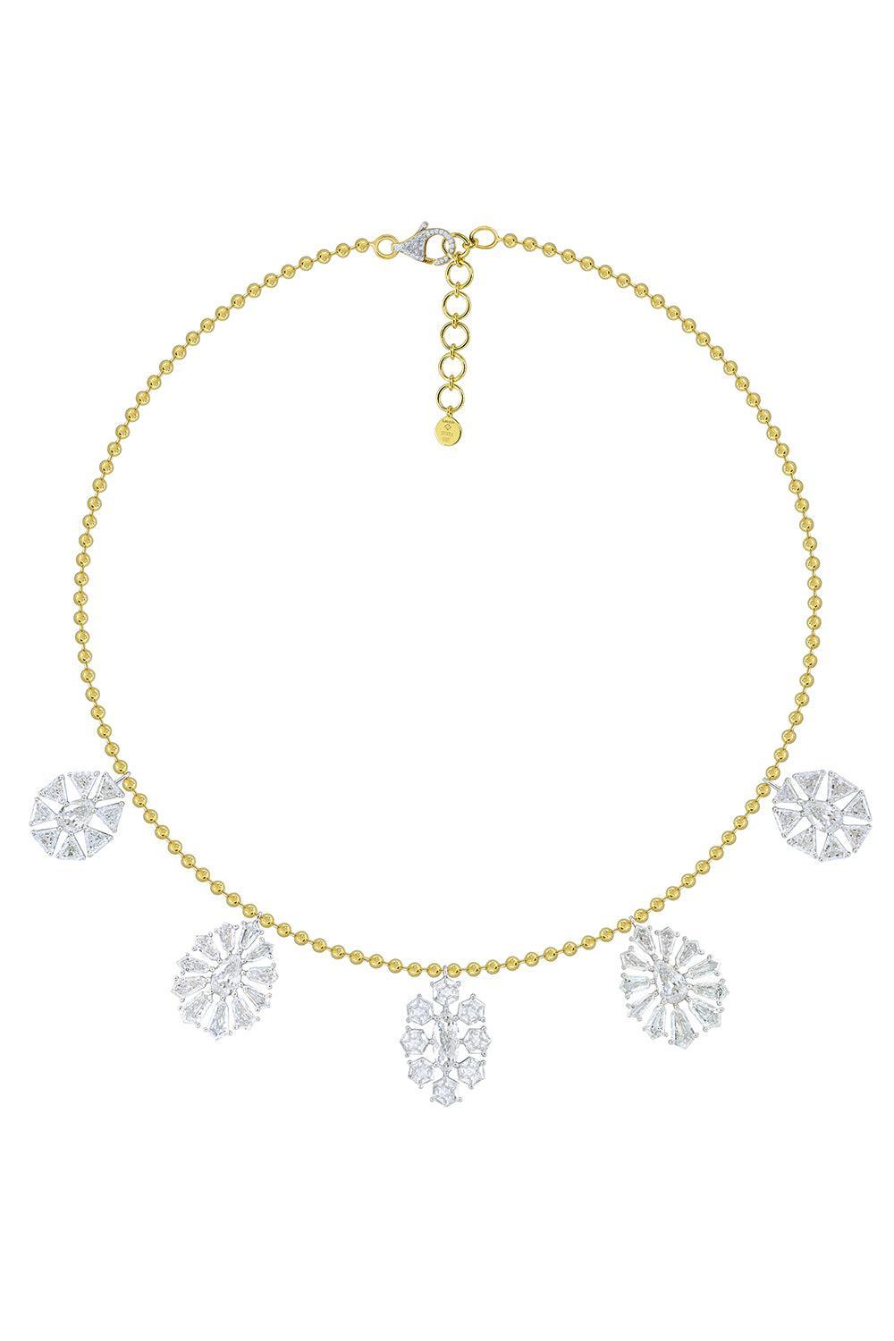 Five Diamond Frost Drop Pendant Necklace-YELLOW GOLD-16-JEWELRYFINE JEWELNECKLACE O-SUTRA