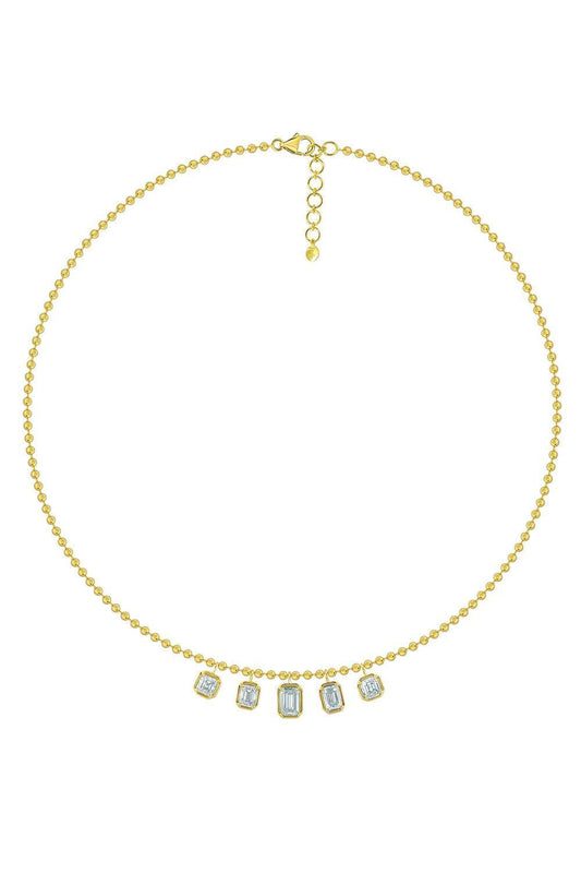 Five Diamond Drop Pendant Necklace-YELLOW GOLD-18-JEWELRYFINE JEWELNECKLACE O-SUTRA