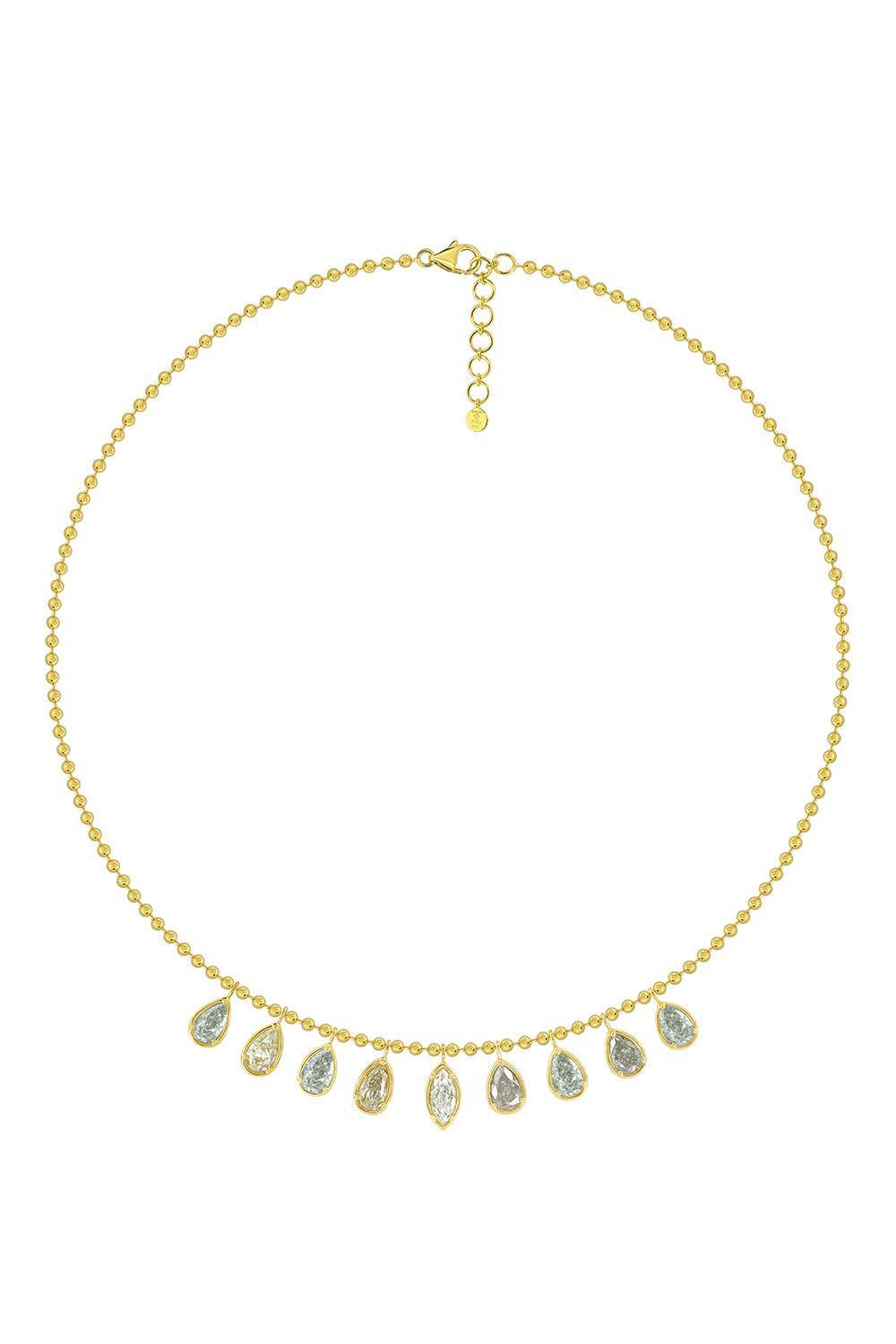 Nine Diamond Pendant Drop Necklace-YELLOW GOLD-18-JEWELRYFINE JEWELNECKLACE O-SUTRA