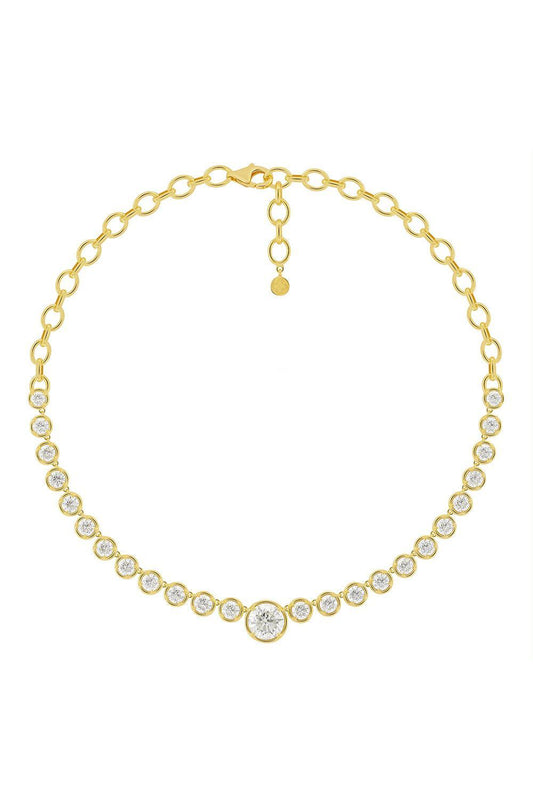 Diamond Bezel Necklace-YELLOW GOLD-JEWELRYFINE JEWELNECKLACE O-SUTRA
