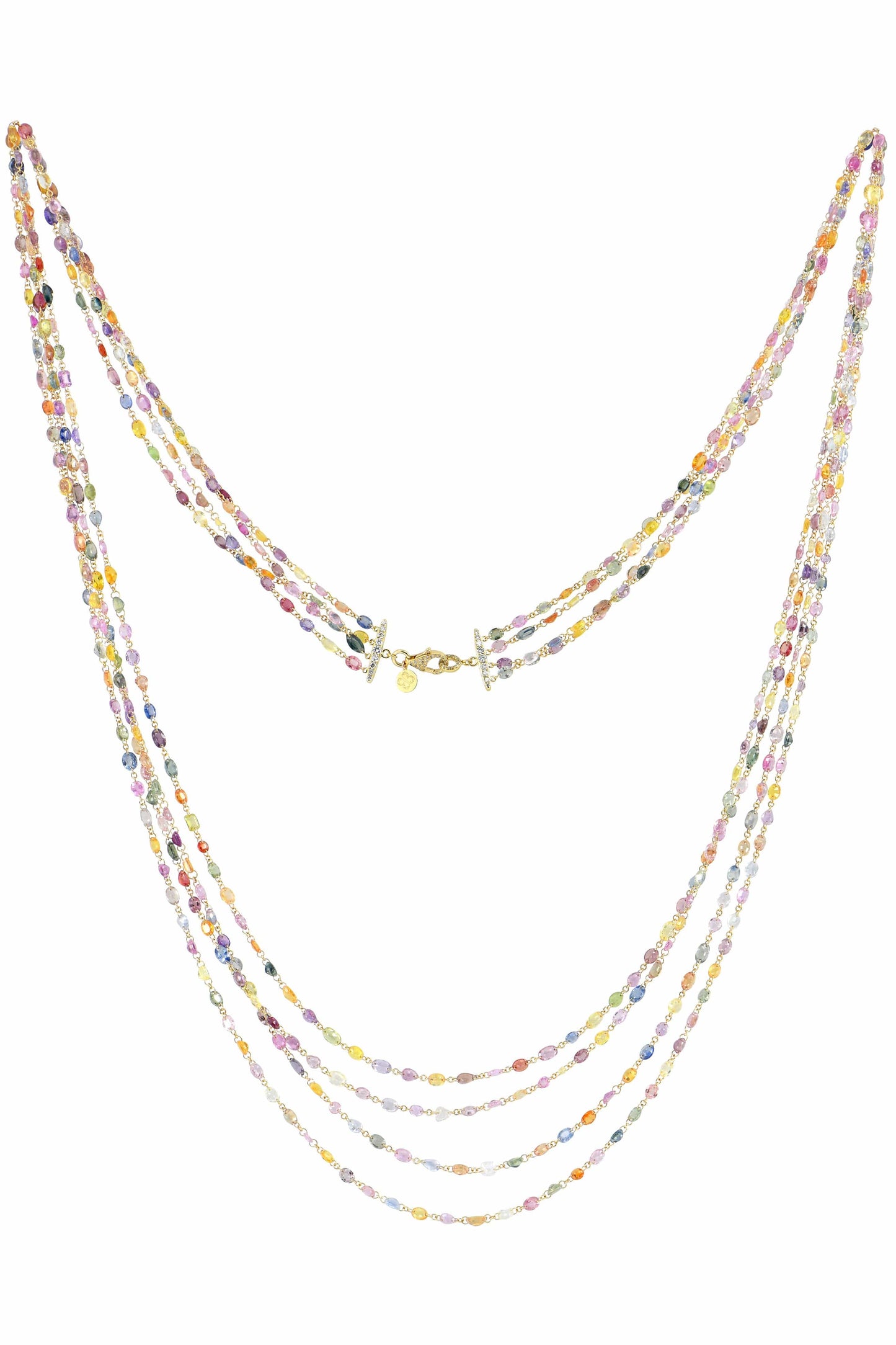 SUTRA-Multi Strand Sapphire Necklace-YELLOW GOLD