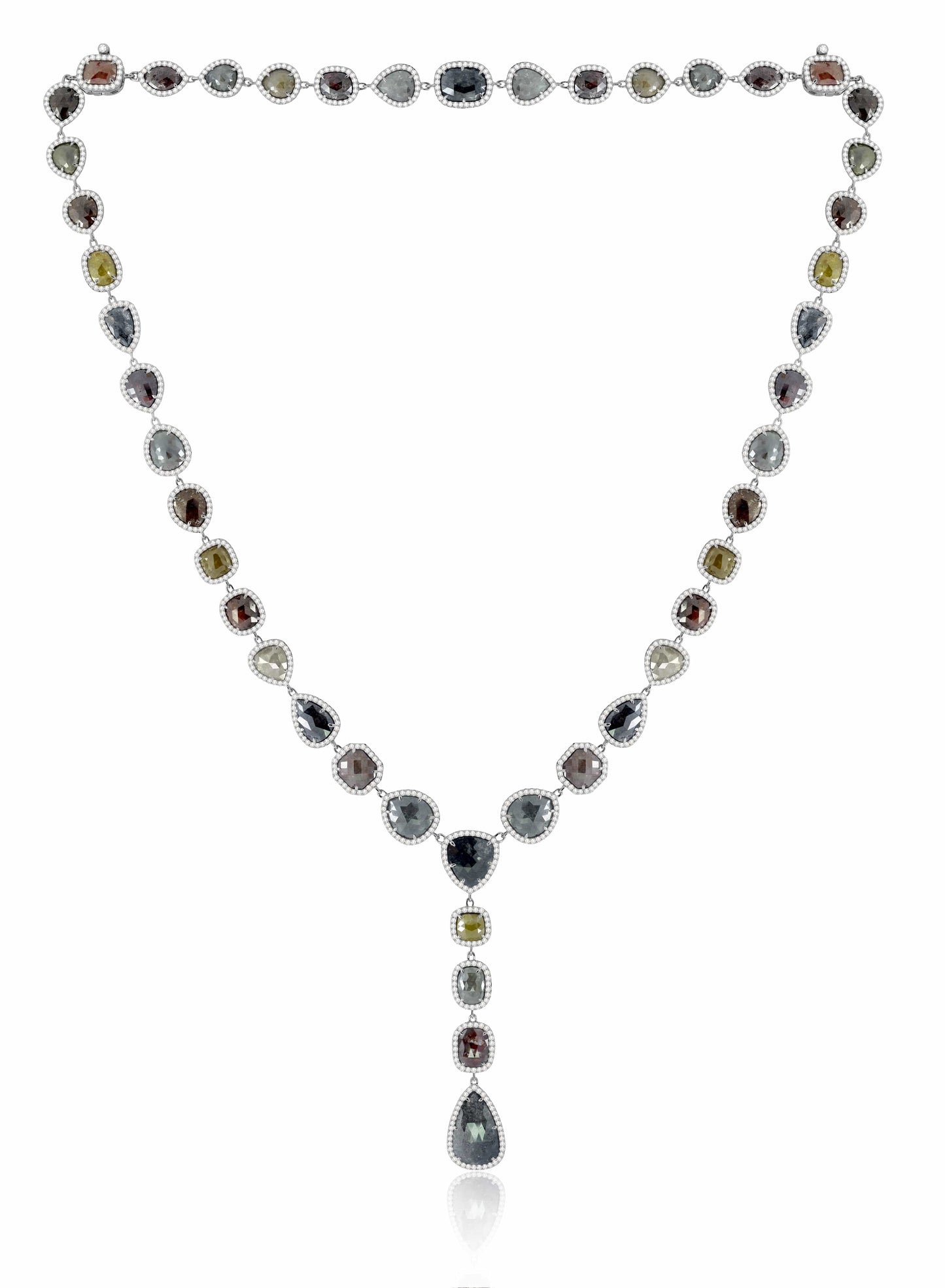 SUTRA-Rough Cut Diamond Y Necklace-YELLOW GOLD