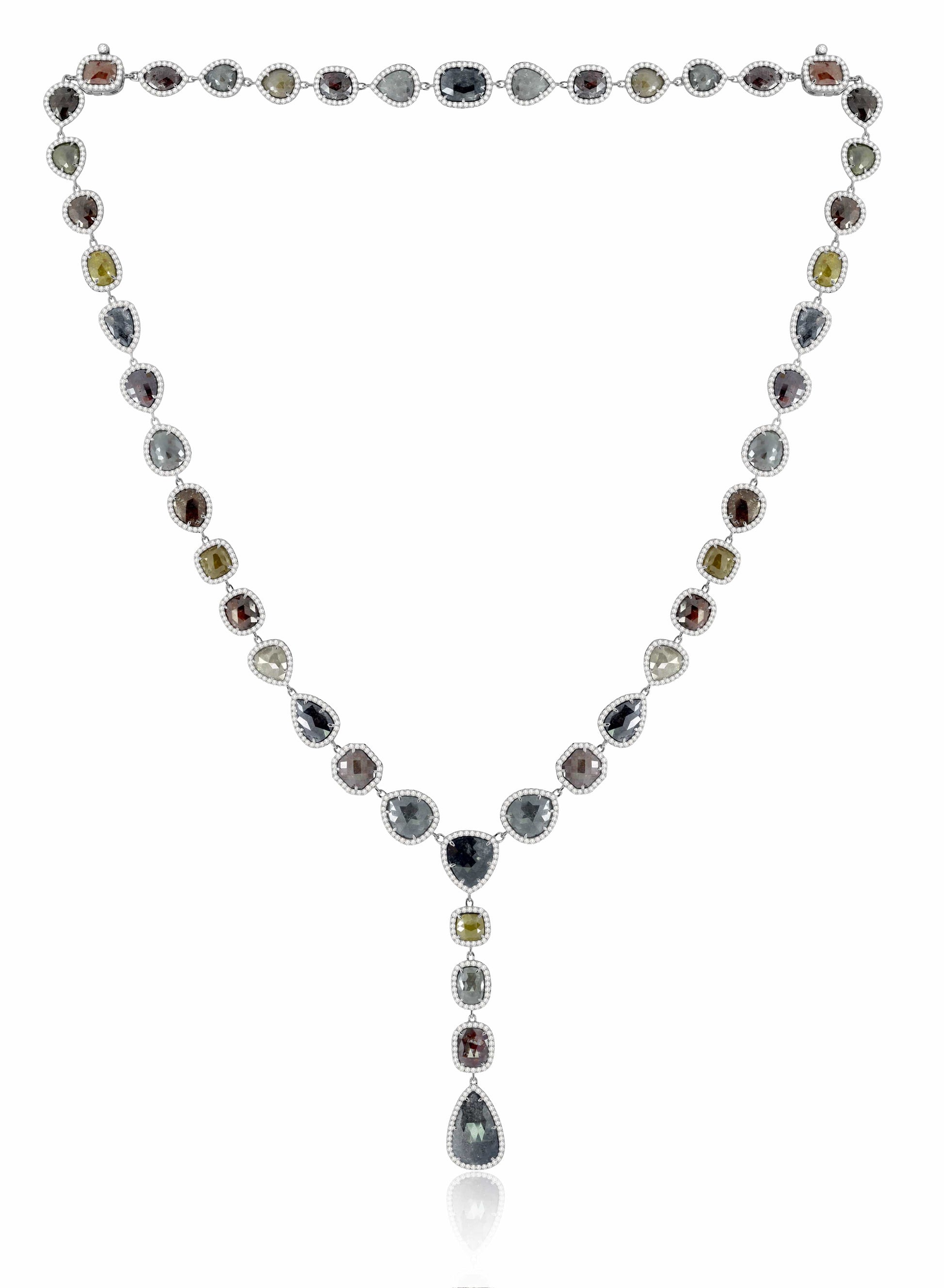 SUTRA-Rough Cut Diamond Y Necklace-YELLOW GOLD