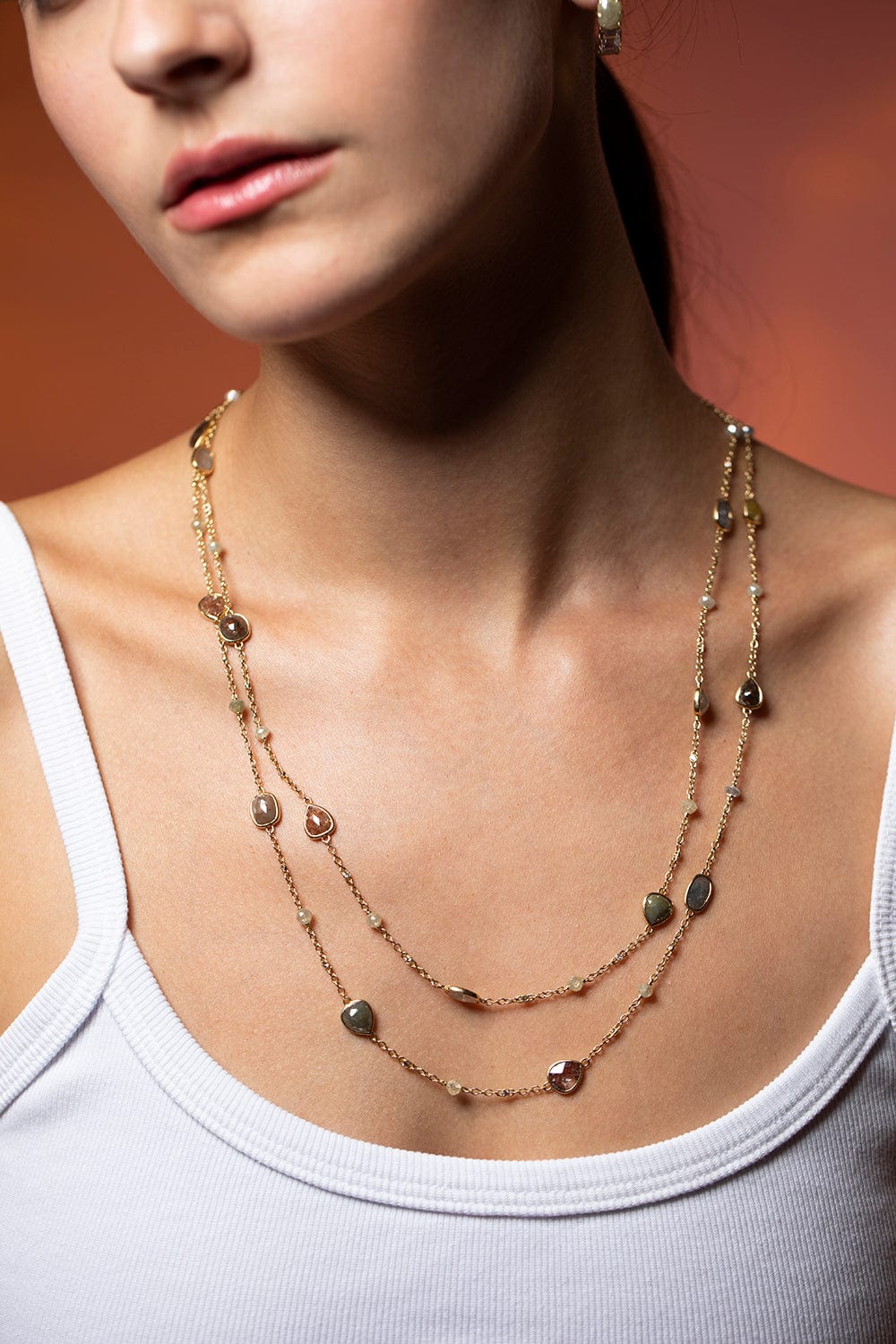 SUTRA-Rough Diamond Bead Necklace-YELLOW GOLD