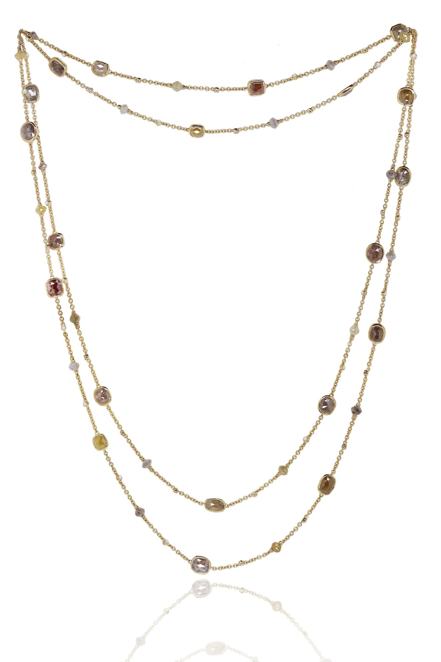 SUTRA-Rough Diamond Bead Necklace-YELLOW GOLD