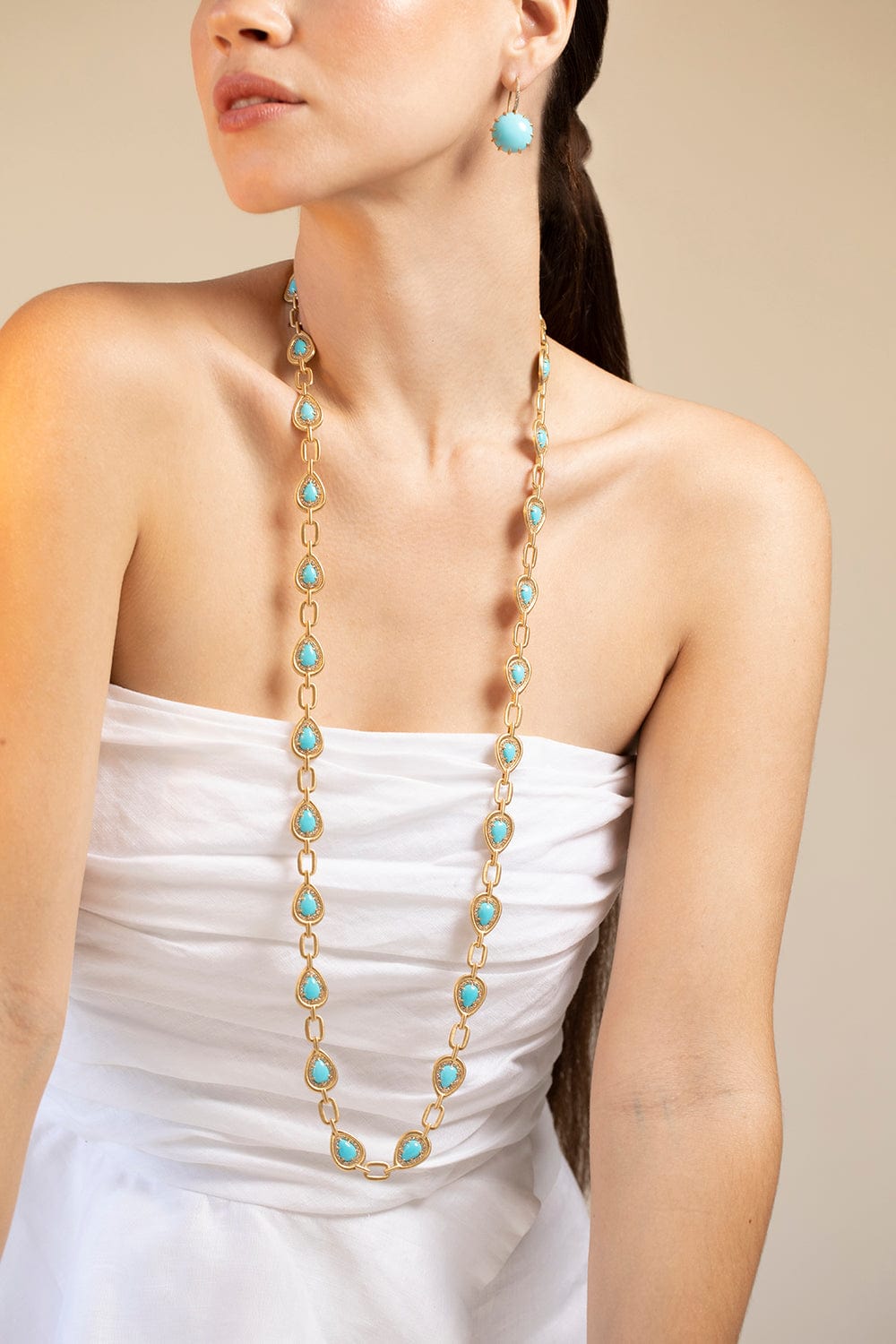 SUTRA-Turqouise and Diamond Necklace-YELLOW GOLD
