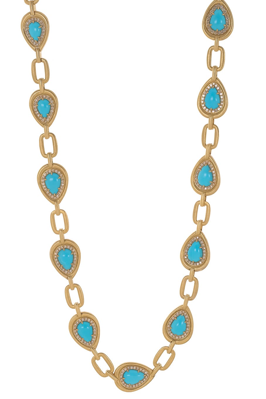 SUTRA-Turqouise and Diamond Necklace-YELLOW GOLD