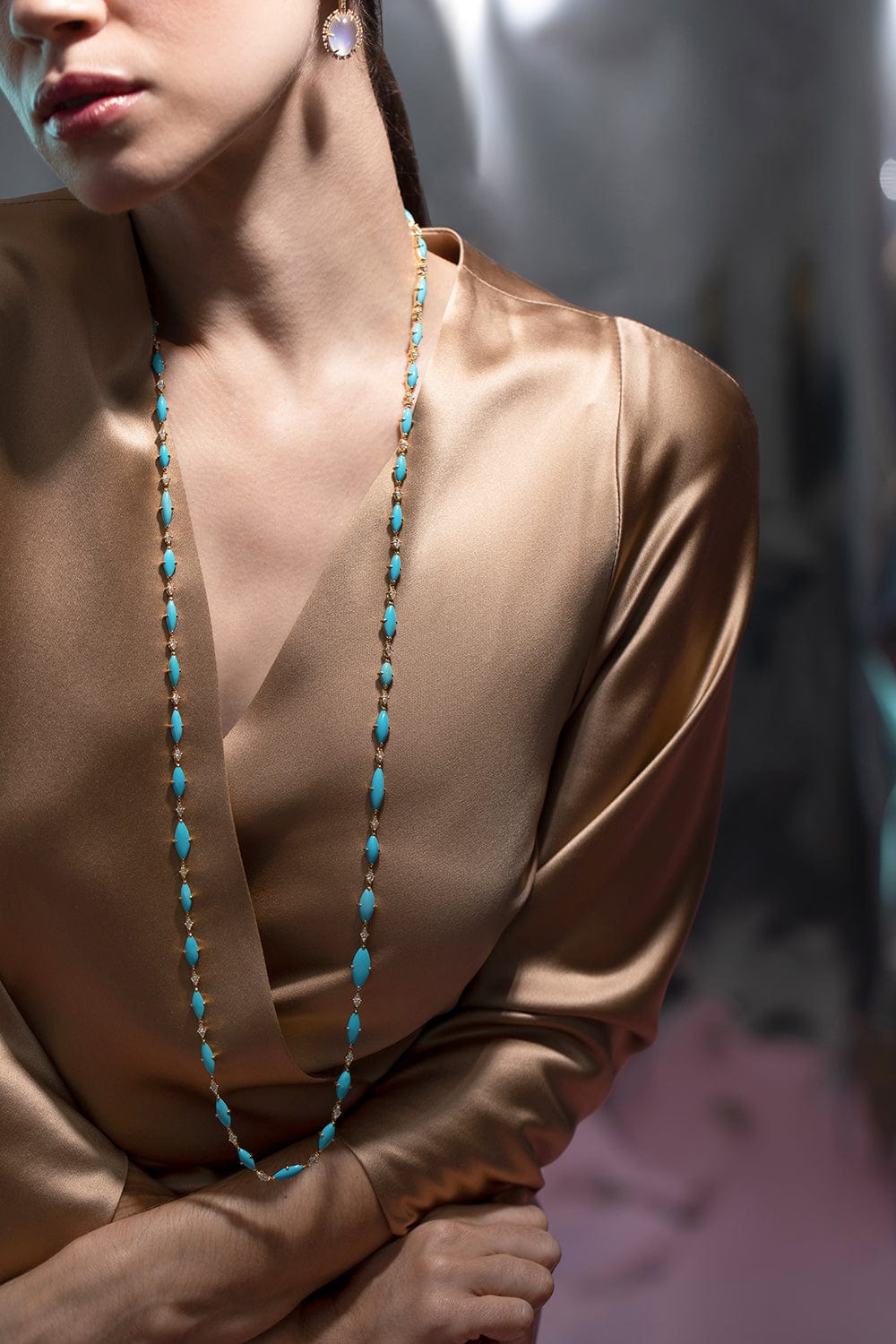 SUTRA-Turquoise Necklace-YELLOW GOLD