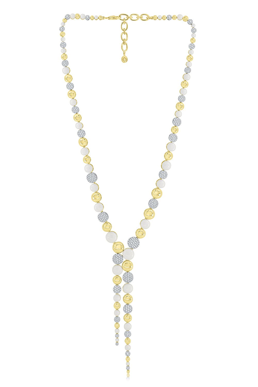 SUTRA-White Ceramic Diamond Necklace-YELLOW GOLD
