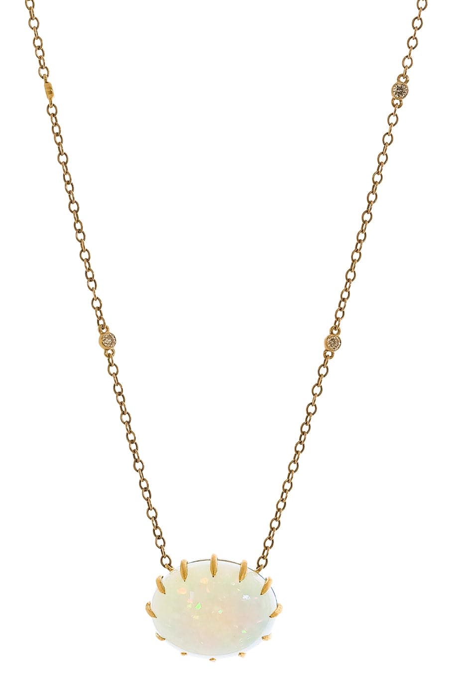 SUTRA-White Opal Necklace-YELLOW GOLD