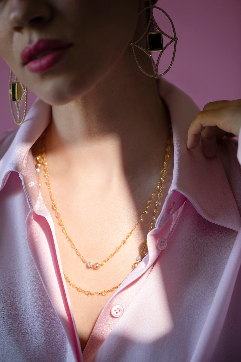 SUTRA-Yellow Sapphire and Diamond Necklace-YELLOW GOLD