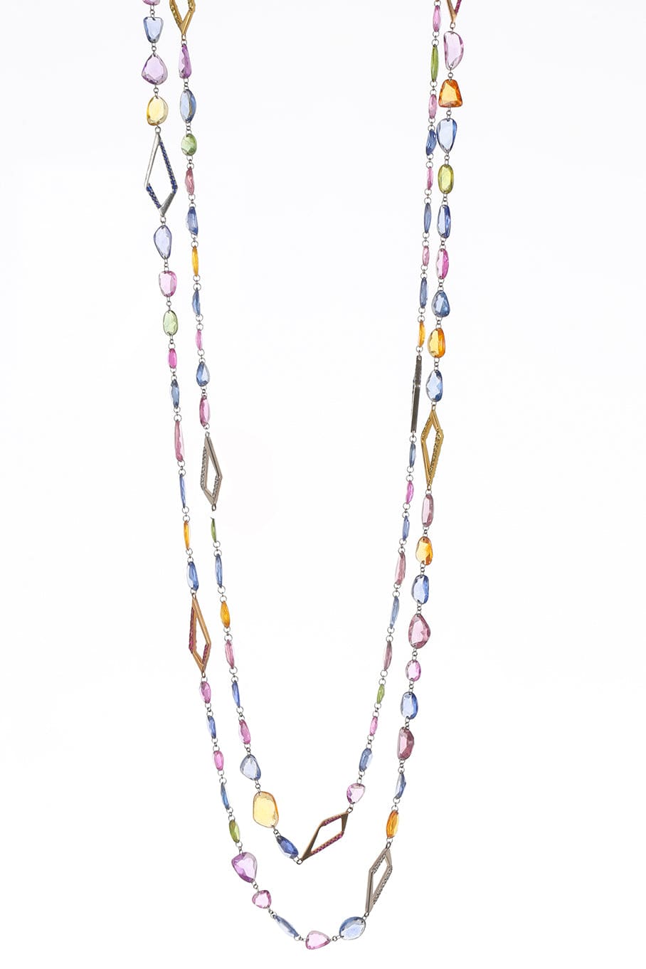 SUTRA-Diamond Link Sapphire Necklace-YLWGOLF