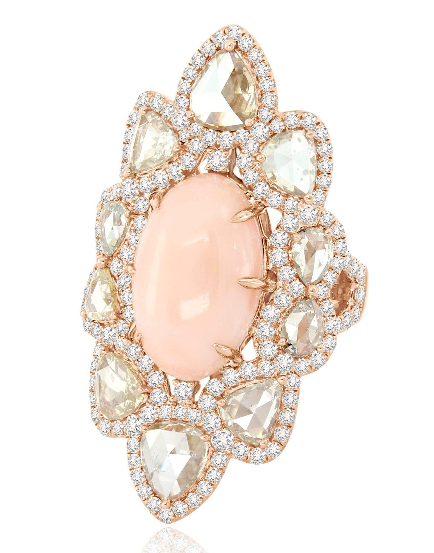 SUTRA-Angel Skin Coral and Diamond Ring-ROSE GOLD