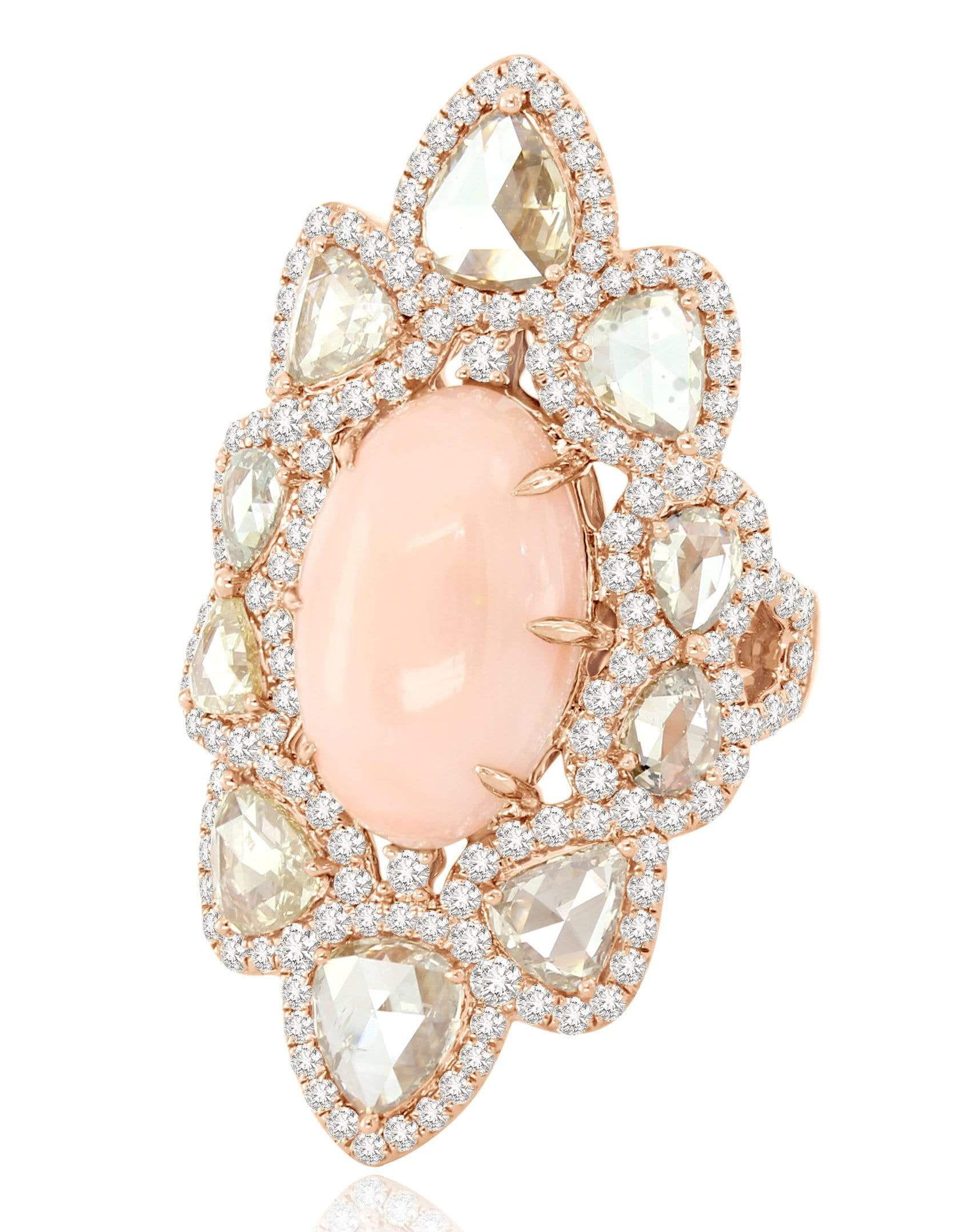 SUTRA-Angel Skin Coral and Diamond Ring-ROSE GOLD
