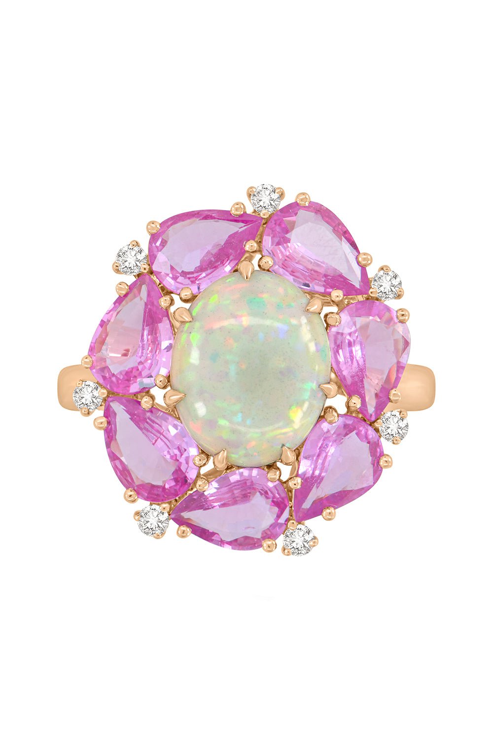 SUTRA-Pink Sapphire White Opal Ring-ROSE GOLD