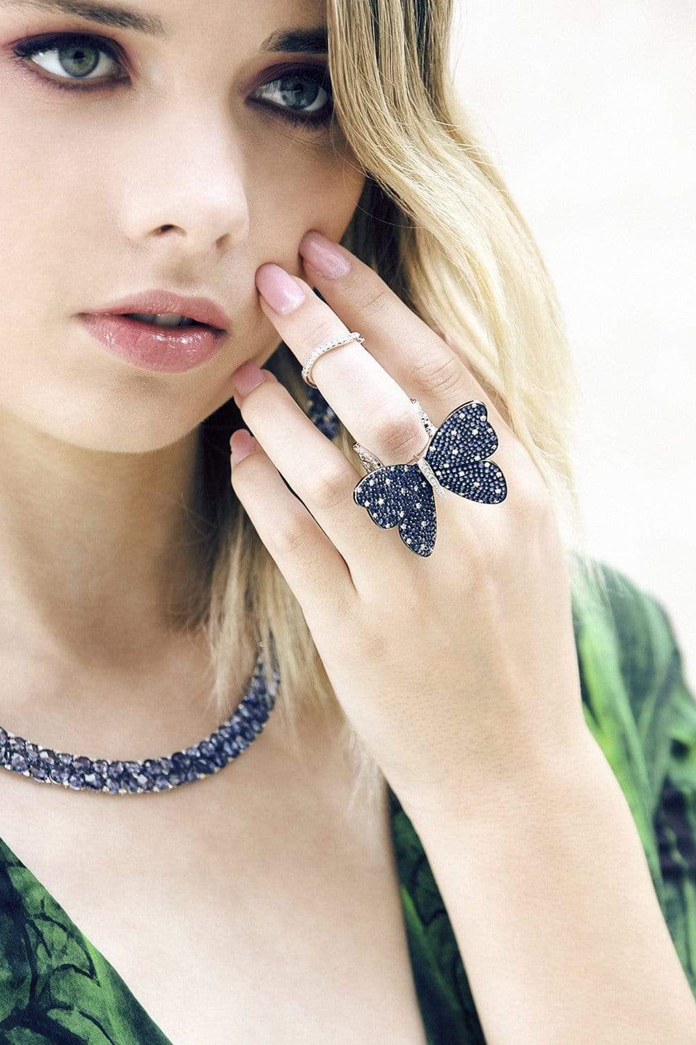 SUTRA-Sapphire Butterfly Ring-WHITE GOLD