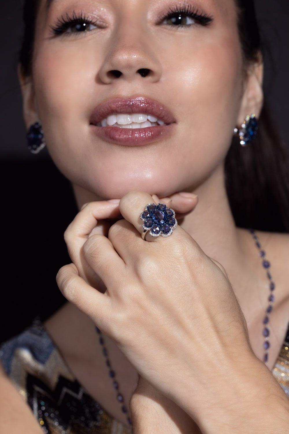 SUTRA-Blue Sapphire Ring-WHITE GOLD